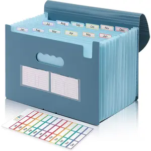 Accordion File Organizer, Expanding File Folder with 13 Pockets, Portable Document Paper Bill Receipt Organizer,  School Office Supplies, Letter A4 Size Haze Blue