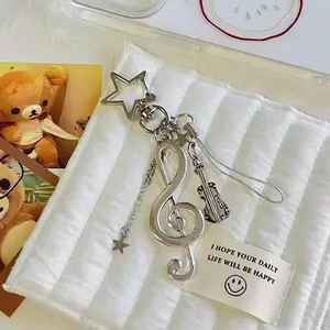 Music Element Phone Chain Pendant, Gobang Chain Card Holder Keychain, Star Charm Lanyard, Stylish Accessory for Daily Use