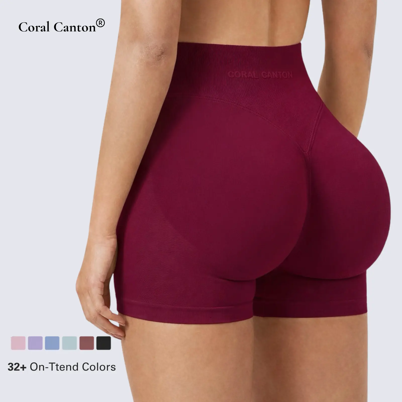 Coral Canton Seamless Sports Shorts High Waistband Butt Lifting SohoChic