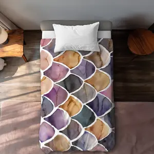 360 stand Twin Extra Long Decorative Duvet Cover, Purple Mermaid-Style Design, Bedroom Bedding Set for Home Decor, Comfortable Duvet Covers, Lengthened Duvet Covers