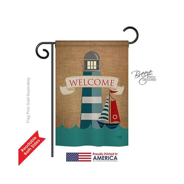 Breeze Decor Polyester Garden Flag - 13x18.5 in, Double-Sided Original Artwork, Beach & Nautical Lighthouse & Sailboat Designs, Pole Mount Compatible, 2-Sided Impression Style