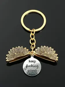 Mai Rui Sunflower Keychain Inspirational Gifts for Women Men Birthday valentines Gifts for Best Friend Student Graduation - Keep Fucking Going Keychain
