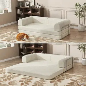 Garvee Convertible Sleeper Sofa Bed, Sleeper Sofa | Corduroy Fabric | High-Density Sponge | Fixed-Shape Frame, Modular Sofa Bed for Living Room Lounge Studio 78.7 * 39.4 * 29.6 Inch