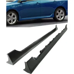 HECASA Side Skirt Extensions Replacement Compatible with 2003-2008 Toyota Corolla Rocker Panels Guard Body Kit Black Plastic (Pair)