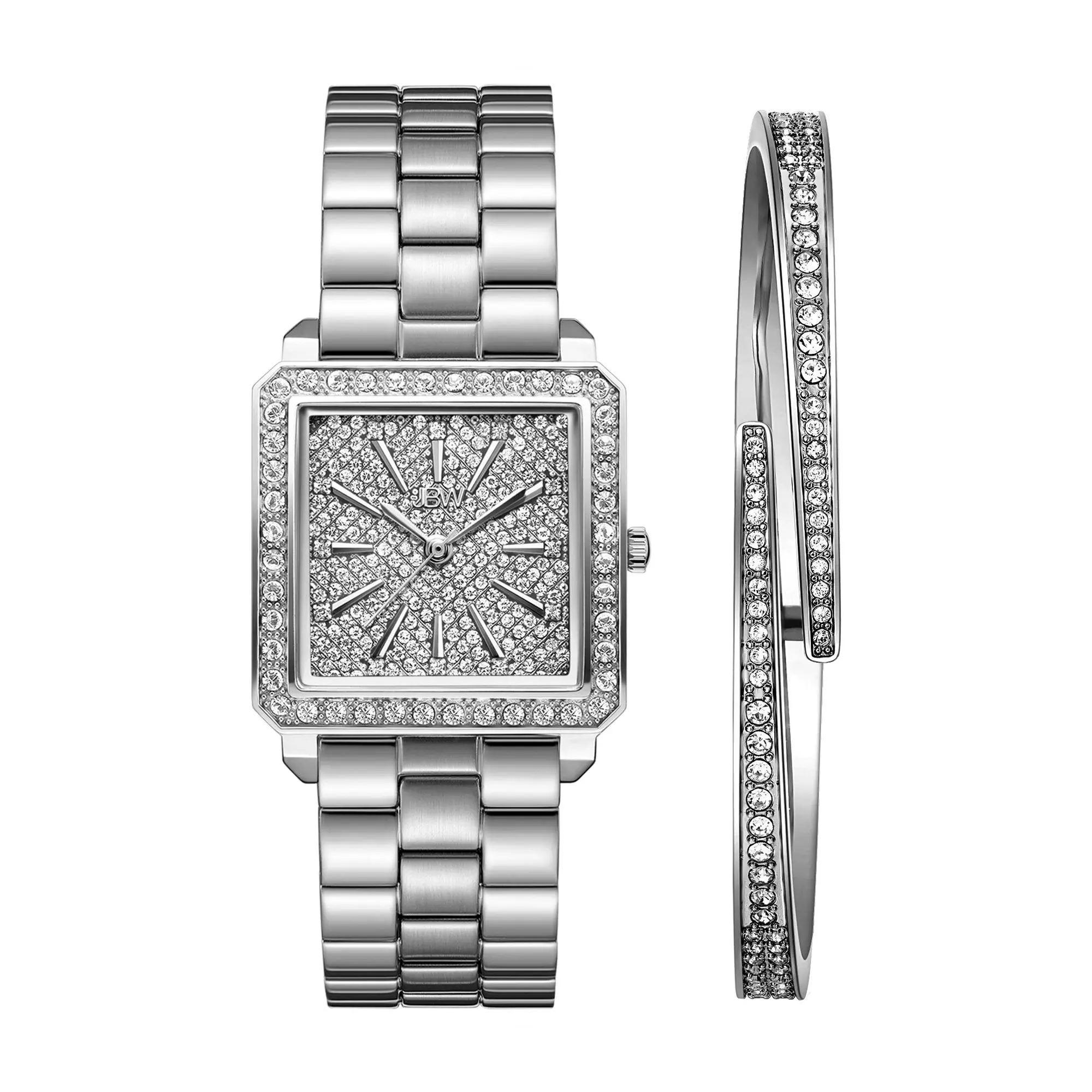 JBW Women's Crystal Stainless Diamond Watch & B racelet Set