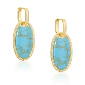 Wrangler Oval Natural Stone Dangle Earrings for Women Western Statement Jewelry