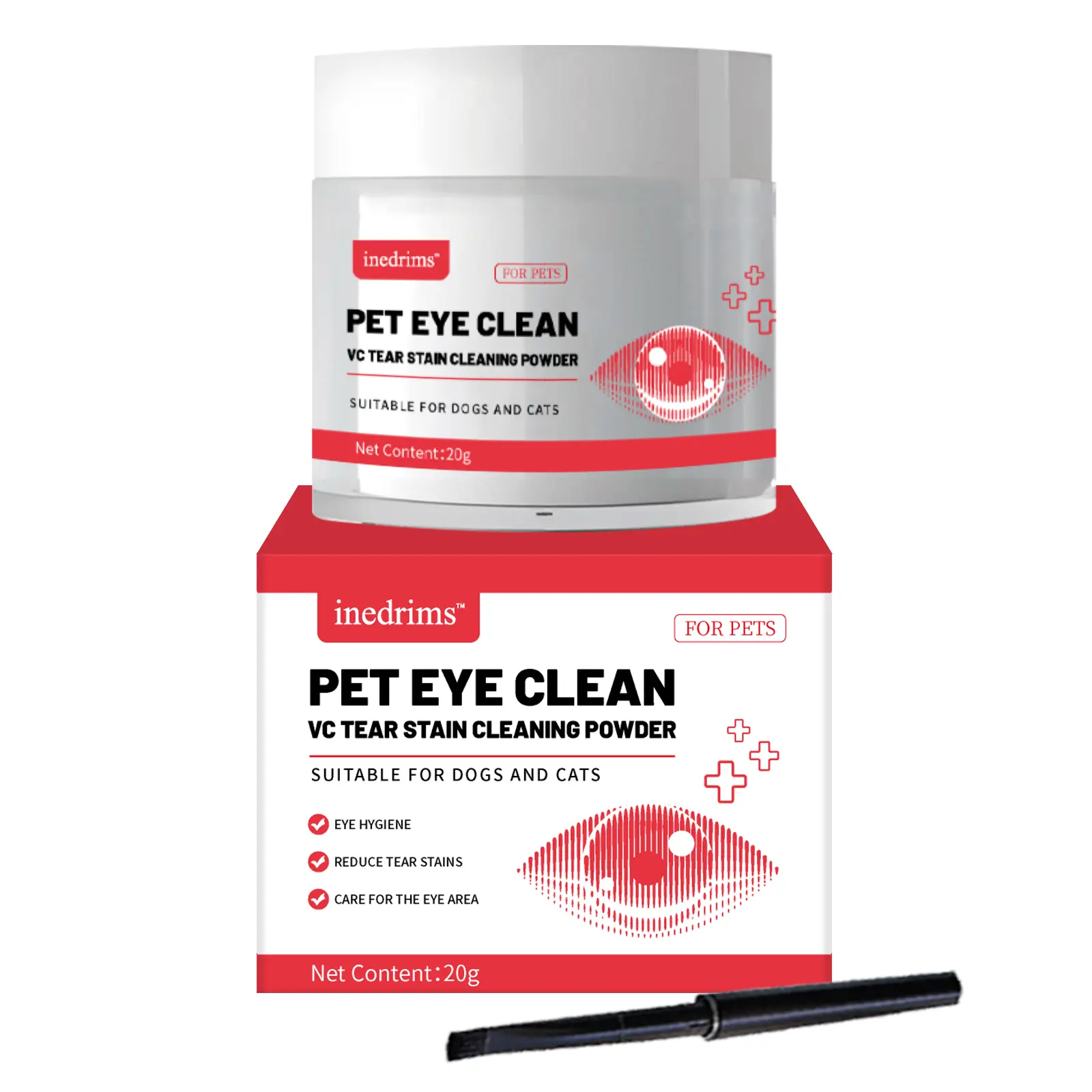 Pet Tear Stain Removal Powder - Natural Gentle Formula, Eye Area Fur Care, Tear Stain Eliminator & Brightening, Essential Pet Eye Cleaning Product