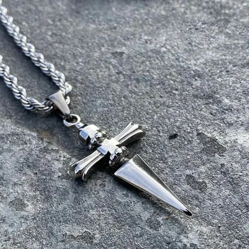 Punk Stiletto Cross Anime Accessories Judgement Chain Necklace Hunter X Hunter Pendant Men's Jewelry Gift for Boys Casual Style