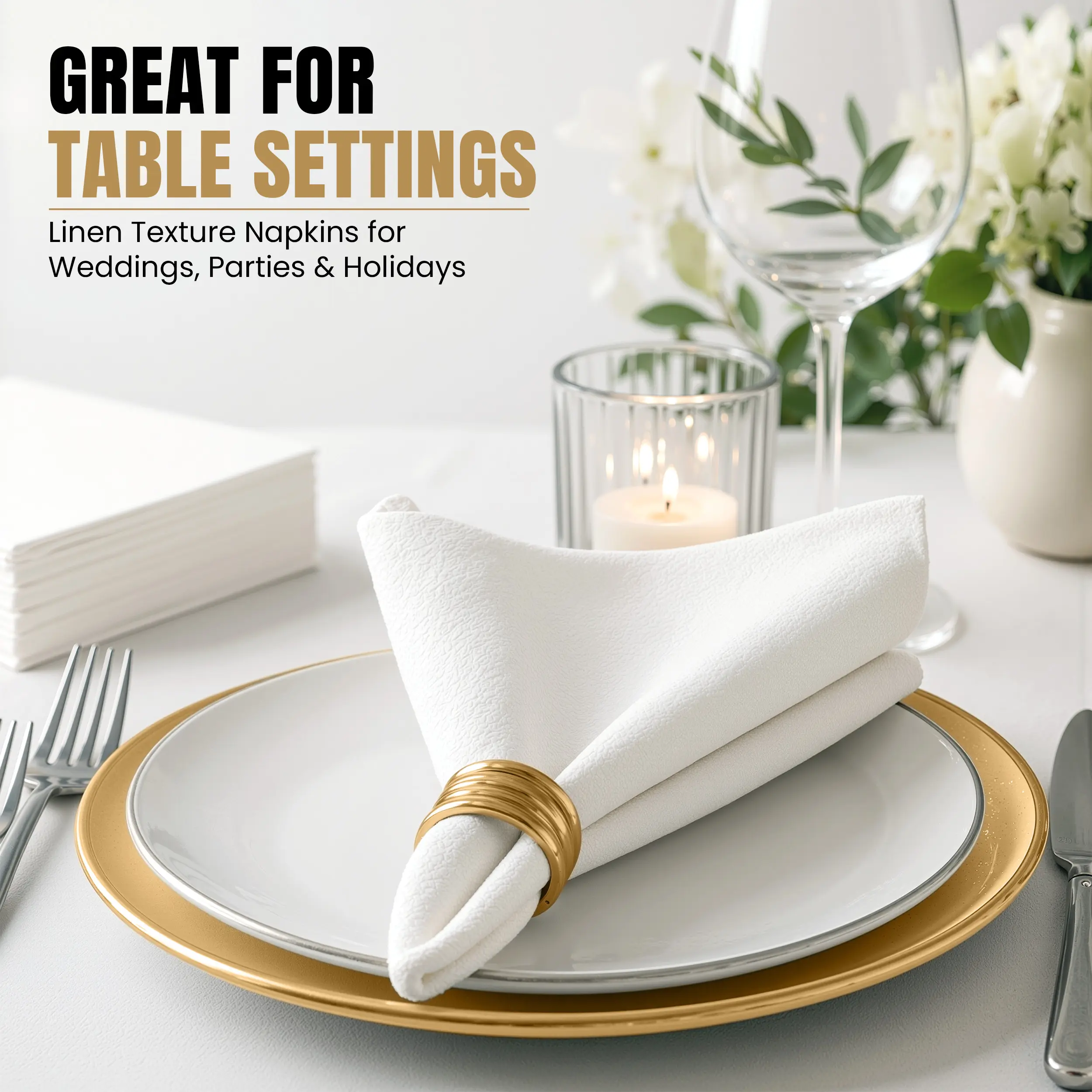 Freshware Thick Eco-Friendly Airlaid Paper Guest Towels - 200 Pieces Absorbent Linen-Feel Disposable 12x17in Cloth-Like Napkins for Bathroom, Business Event Venue, Bonfire