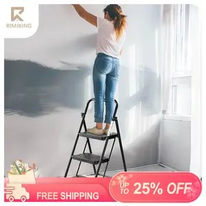RIMIKING Folding Step Ladder,Sturdy and Durable,Available in 2 and 3-Step Options,Compact and Foldable,Comfortable Use,Non-Slip Features,Secure Buckle Design,Sturdy and Durable,LDR-BT