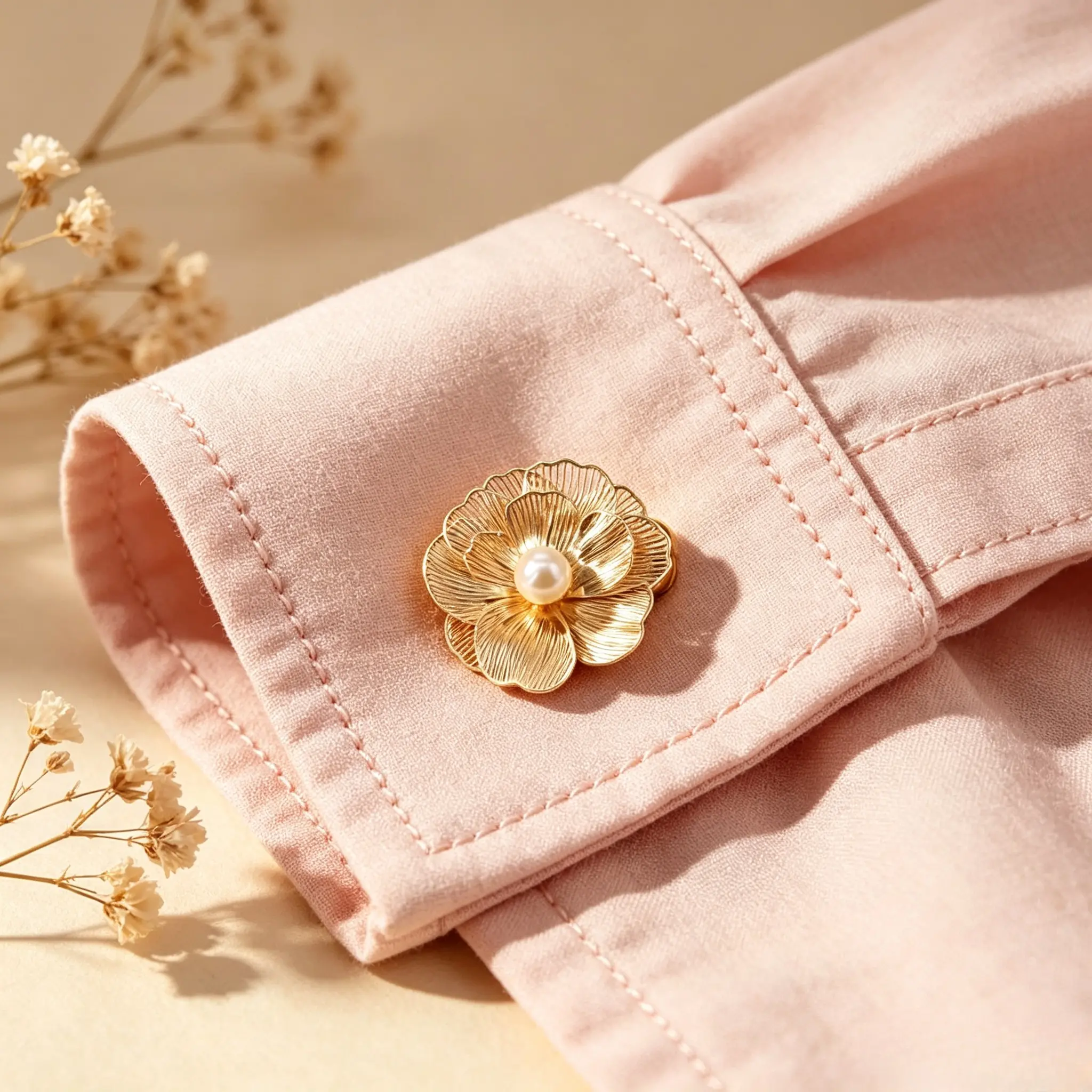 Gold Flower Cufflinks, Elegant Faux Pearl Floral Cuff Links, Vintage Gold-Tone Shirt Cufflinks for Men Women, Wedding Business Formal Suit Accessories Gift