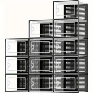 6/12pcs X-Large Shoe Storage Boxes Organizers for Closet, Fit Size 11, Clear Plastic Stackable Sneaker Containers for Entryway, Space Saving Shoe Rack Holder, Substitute for Drawer Organize Unit