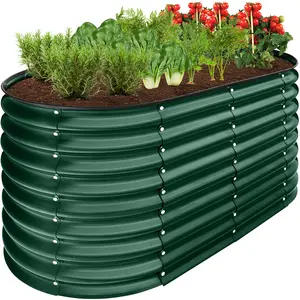 Best Choice Products 4x2x2ft Outdoor Raised Metal Oval Garden Bed, Planter Box for Vegetables, Flowers