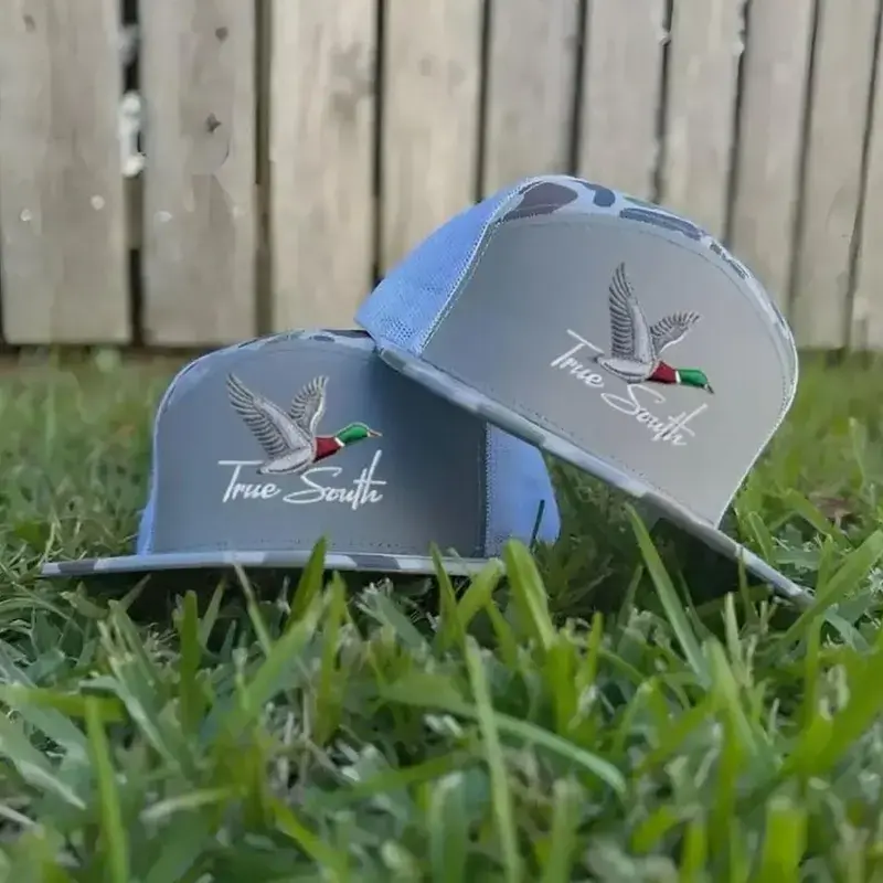 [ COMBO BUY 1 GET 2 ] True South Flying Mallard Duck 7-Panel Trucker Hat - Embroidered Mesh Back Snapback Cap - Southern Country Style Waterfowl Flat Bill Hat for Men Gift For Him, Gift For Her