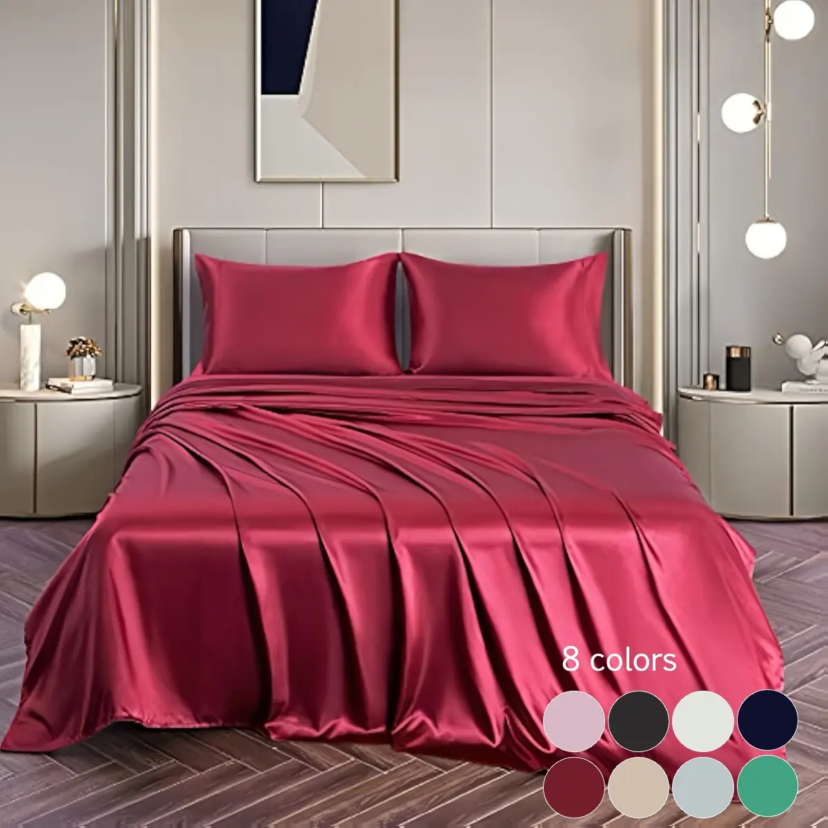 Satin Dustproof Mattress Protector & Sheet Set, 4pcs Silk-Like Bedding, Soft Bedding Sets, Hotel Style Bedding, Machine Washable & Skin-Friendly, For Home, Dorm, Hotel Use, Multiple Sizes Available