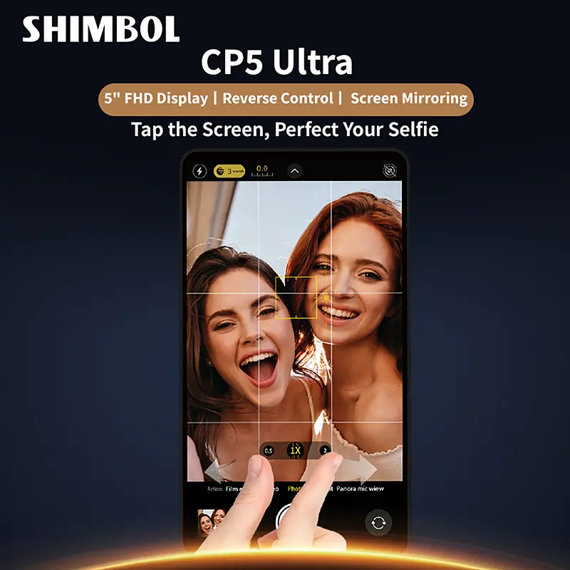 CP5 Ultra Vlog Selfie Monitor Screen,5-Inch Wireless Touchscreen Back Camera Monitor for iPhone&Android,4K/60fps Phone Recording Preview,Phone Camera Screen for TikTok YouTube Vlogging Live Streaming Portable Photography Accessory