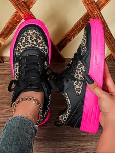 Women's Fashion Leopard Print, Breathable Lightweight Low Top Skate Shoes, Trendy Walking Sneakers, Perfect for Parties, Gifts, Travel, Work