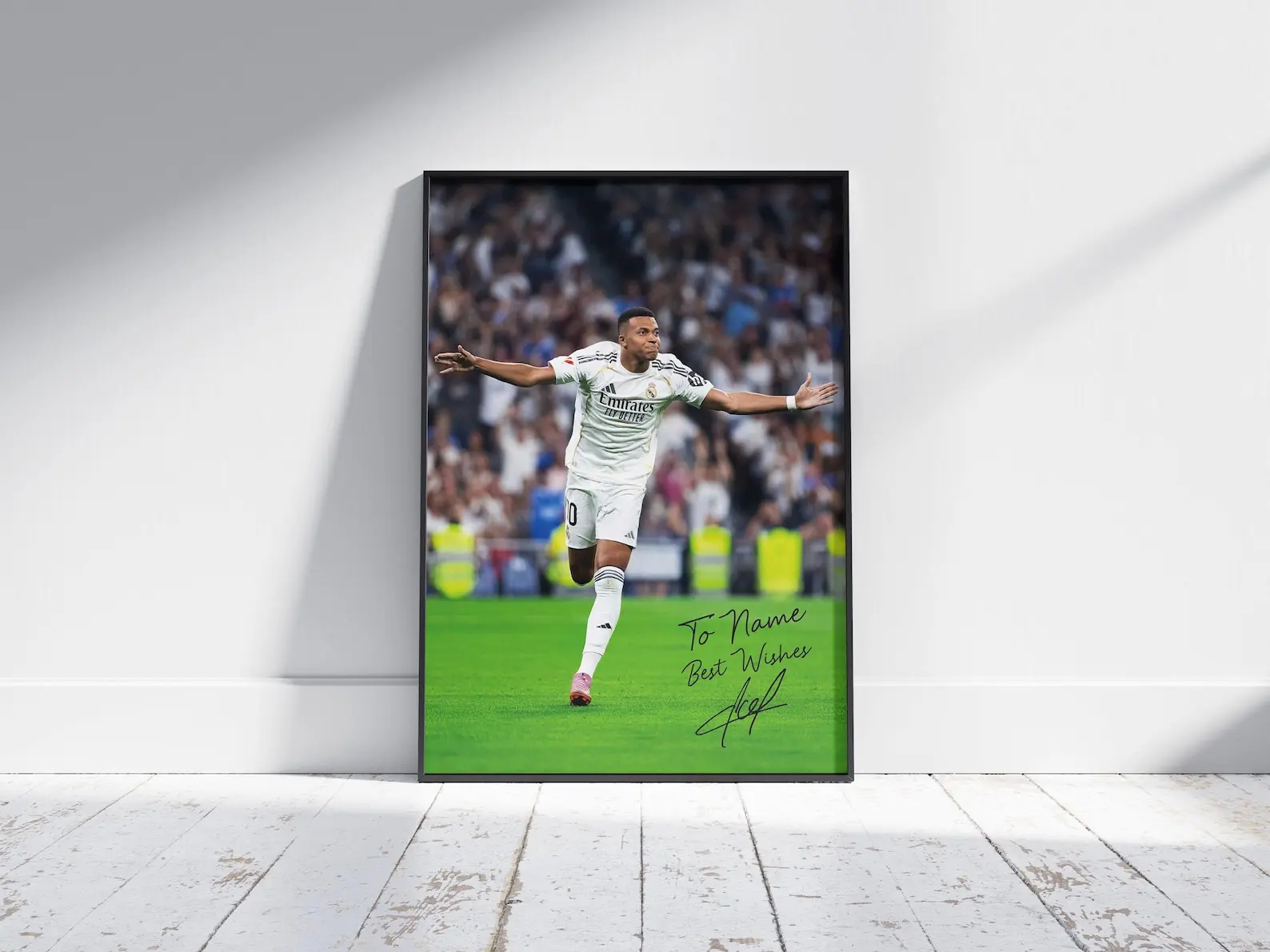 Kylian Mbappe Poster – Custom Name Print with Mbappe’s Signature, Mbappe fan gift, Mbappe Art print, Sports Poster