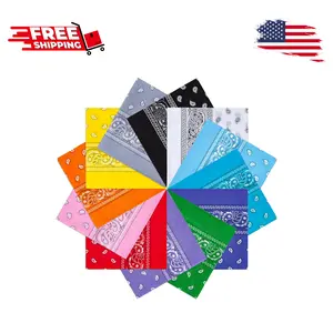 12Pcs Bandanas For Men&Women,100% Premium Quality Cotton Handkerchief 22''×22'' Paisley Patter