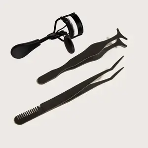 Eyelash Brush Set Includes 1 Eyelash Curler & 2 False Eyelash Applicators Beginner Makeup Tools Essential Kit