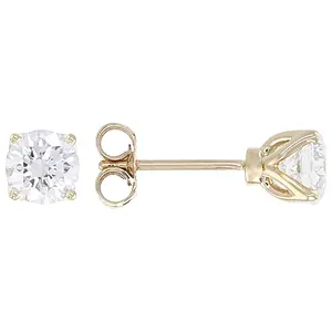 JTV Certified White Lab-Grown Diamond G SI2 10K YG Tulip Setting Solitaire Stud Earrings 1.50ctw