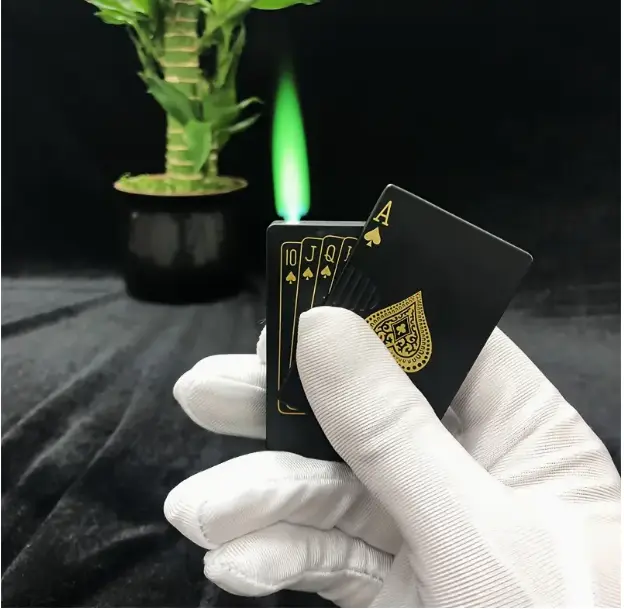 (Gas Not Included)Stress Relief Fidget Lighter,unique poker carddesign,Refillable & Adjustable,Cool StuffGifts,pecfect as outdoor activities