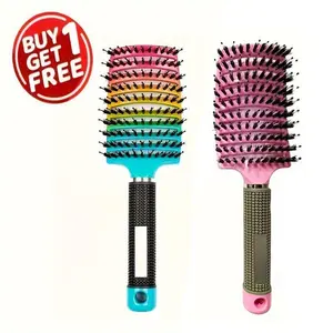 2pcs Detangling Brush Set for Women, Flexible Nylon Bristle Hair Comb, Massage Hollow Comb for Normal Hair, ABS Handle, Detangle Brush, Unentanglement