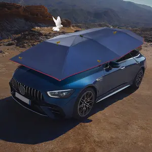 Navy Blue Semi Automatic Car Tent Sun Shade 13 78 7 2ft Portable Awning with Suction Cups for Outdoor Parking Vehicle Protection from Sun Rain