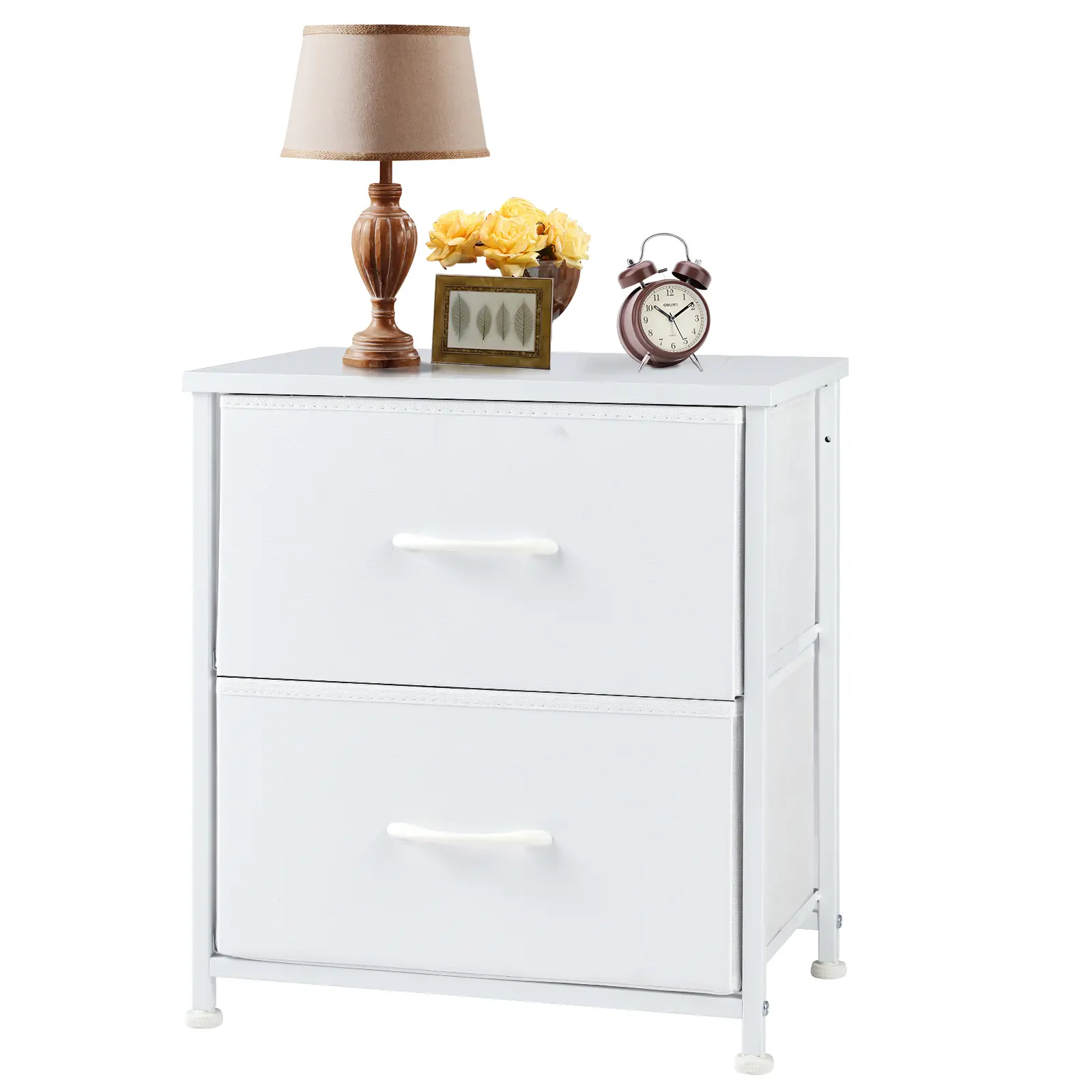 Sweetcrispy Bedside Table - 2 Fabric Drawers, Adjustable Height Legs, Functional Indoor Bedside Storage Table for Bedroom Small Spaces, Room Decor Bedroom Items Sweetcrispy Bedside Table - 2 Fabric Drawers, Adjustable Height Legs, Functional Indoor Bedside Storage Table for Bedroom Small Spaces, Room Decor Bedroom Items