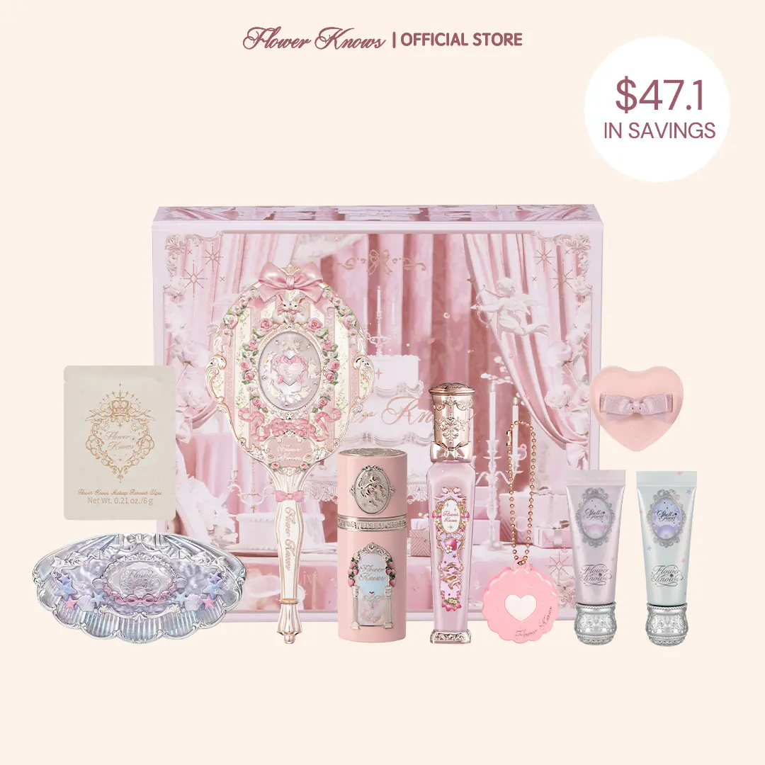 Flower Knows Blush Haze Set, 10-Item Cosmetic Makeup Products Multi-Pack, Nourishing Cool-Tone Ash Pink Set with Matte Lipstick, Liquid Blush, Palette, Highlighter, Long-Lasting, High-Pigment,#summerwins, #DealsForYouDays