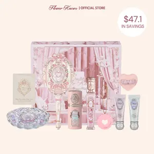 Flower Knows Blush Haze Set - 10 Items Makeup Box Set, Lipstick, Liquid Blush, Palette, Highlighter, Sample, cool tone ash pink color scheme, Long-Lasting, High Pigment, Best Gift Choice For Birthday or Unboxing