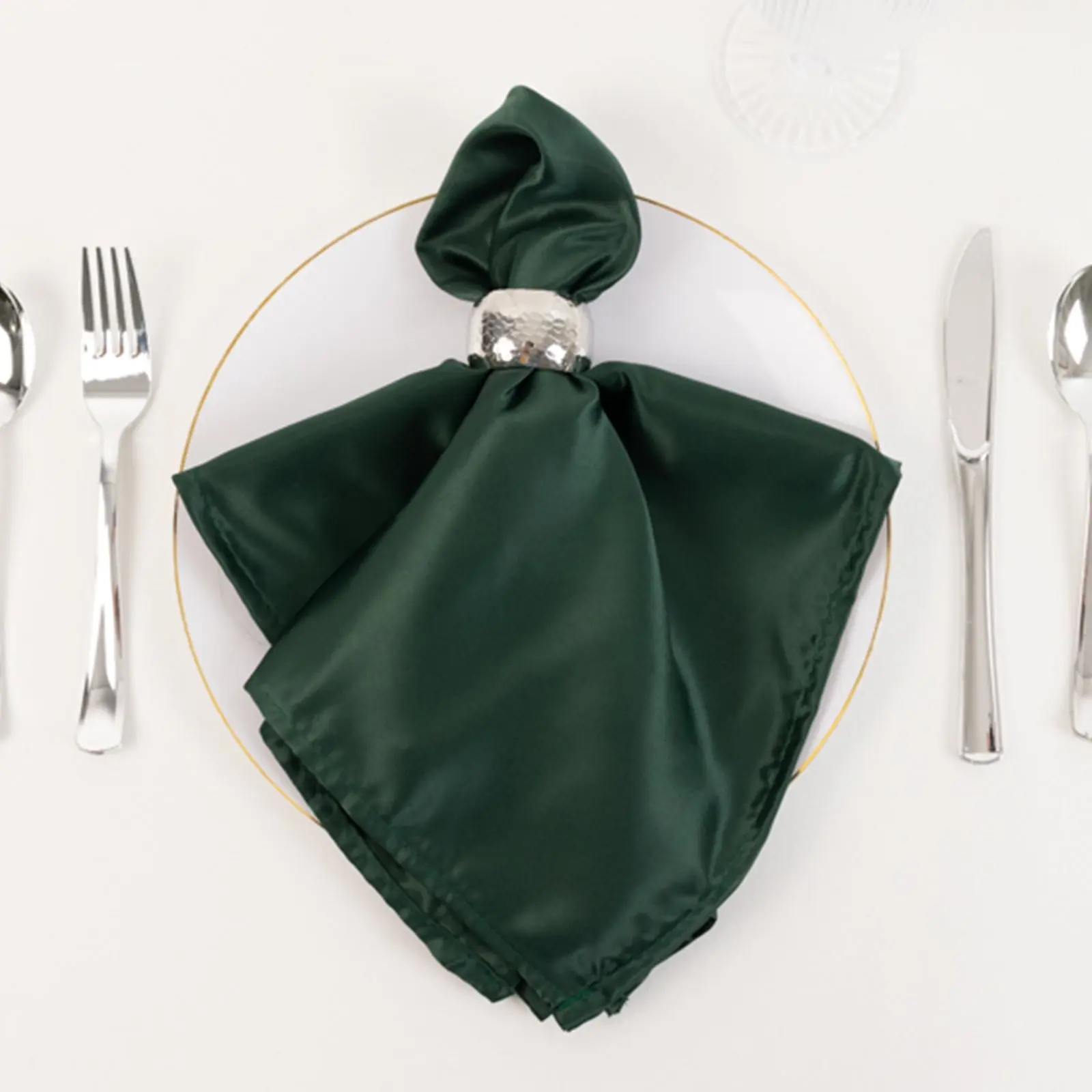 5 Pack Reusable Polyester Blend Square Solid Lamour Satin Dinner Napkins - 20"x20" Hunter Emerald Green, Soft Matte Textured Napkin, Home Accessory for Weddings, Dining Room, Dinnerware Use, Tableware, Wedding Events