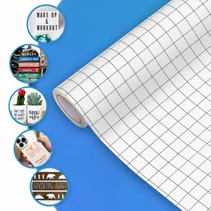 Self-Adhesive Transparent Pet Vinyl Transfer Film, Grid Stencil Decal Paper, Adhesive Sticker for Printing Labels, Easy Application