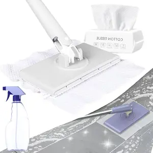 Mini Sweeper Mop,Masthome Reusable Clamp Mop with Short Stainless Steel Handle,1 Second Installation,Flat Dust Mops for House Wall,Bathroom, Windows, Corners, Includes 1 Sweeping Cloth