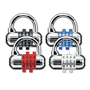 212 MAIN Master Lock 1534D Password Plus Combination Security Lock - Hardened Laminated Steel Shackle - 3-1/2" Wide Silver Hardware - Removable Assorted Color Combo Wheels - Alpha-Numeric Code
