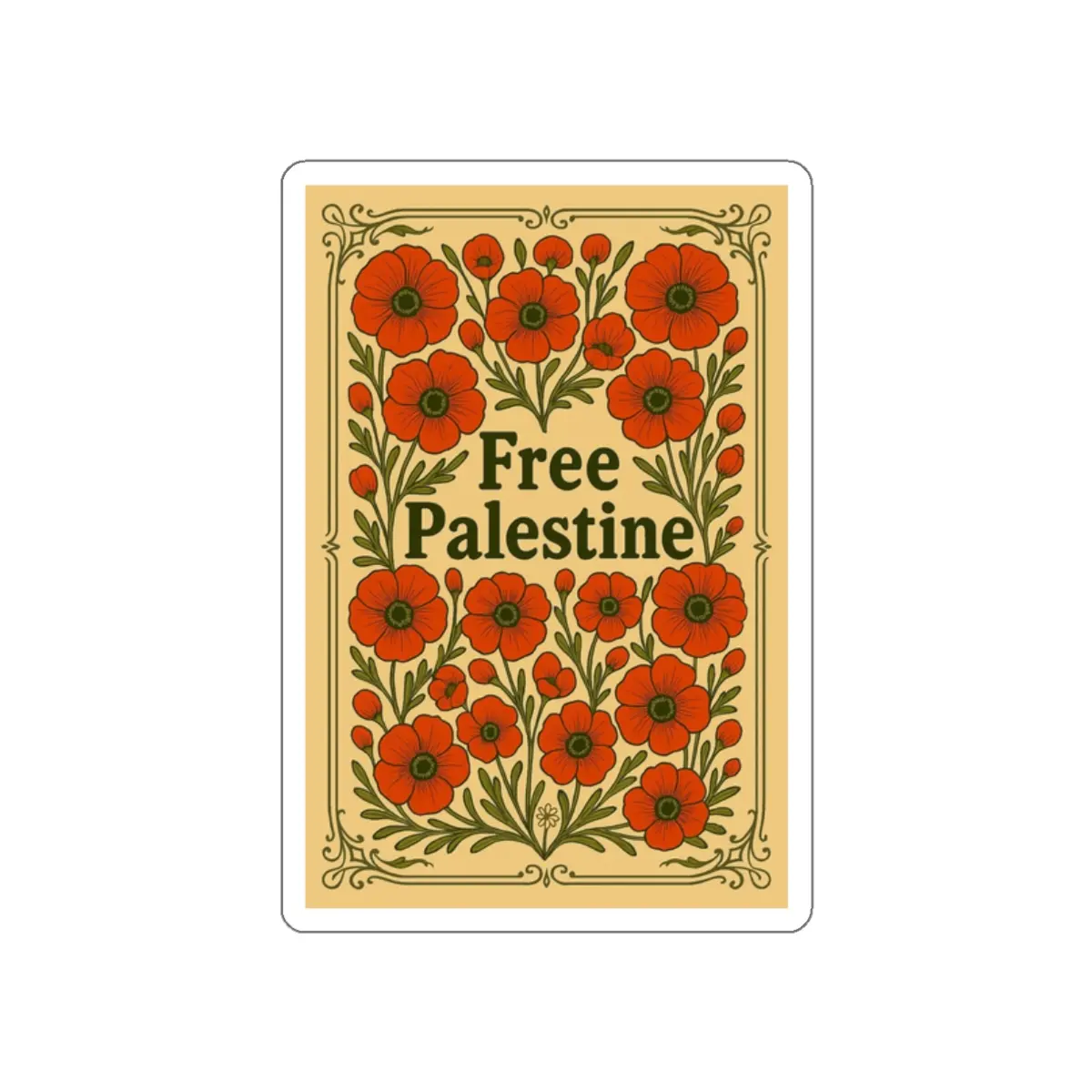 Free Palestine Die-Cut Stickers, Floral Freedom Stickers, Laptop Decal, Political Statement Stickers, Gift for Activists, Eco-Friendly Decor