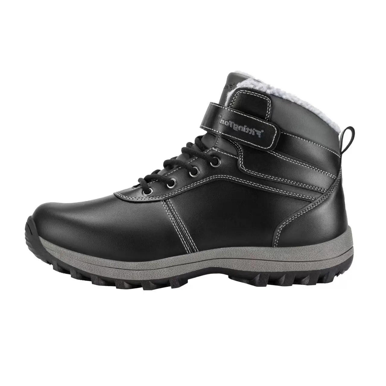 【Father's Day】FITTINGTON Men's Wolfwalk Winter Boots V1 Synthetic Leather Plush Fleece Mid-Calf Hiking Boots Slip-Resistant TPR Outsole for Cold Weather Protection Boy