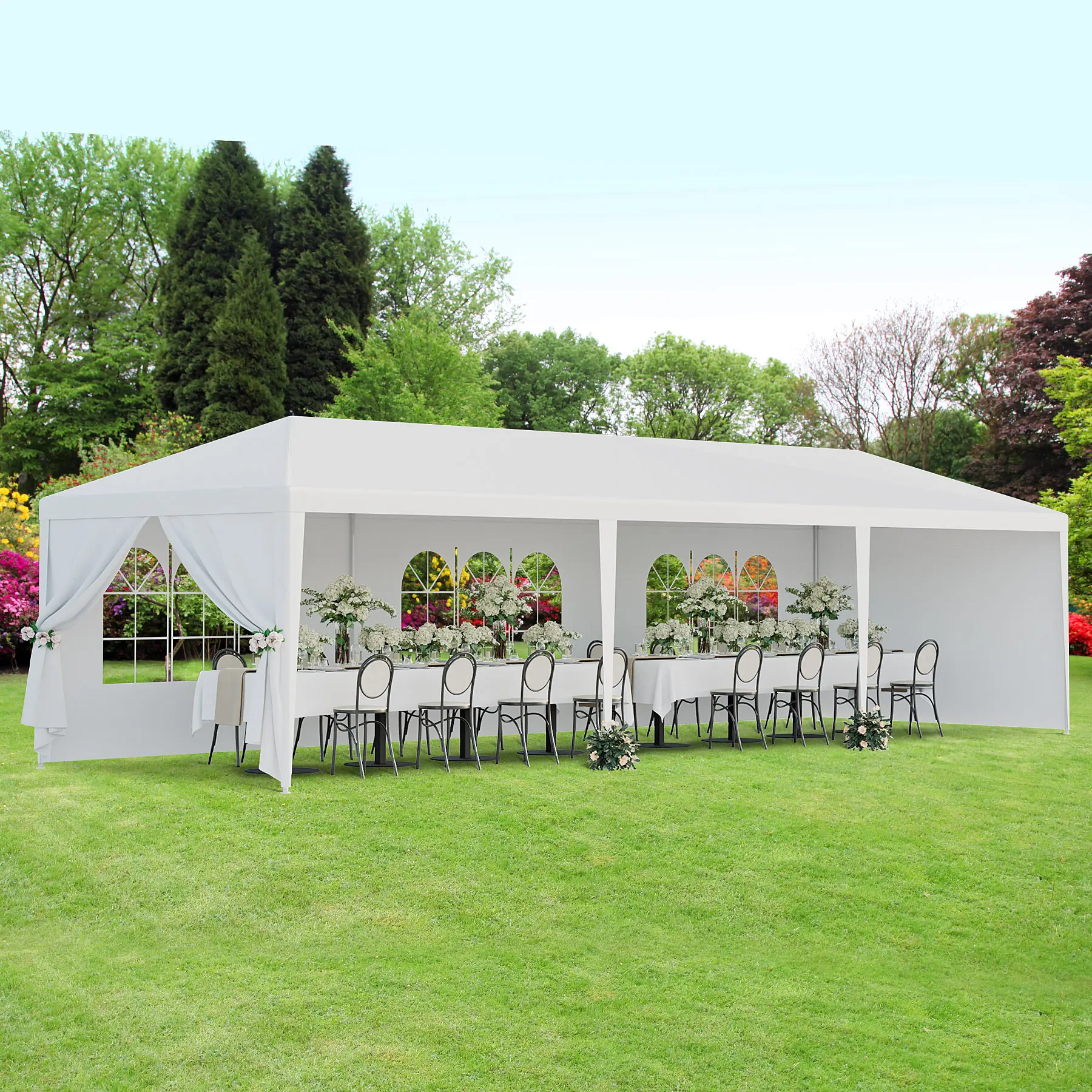 Waterproof Outdoor Canopy Shelter - 10'x10'/20'/30' White Steel Frame Event Tent with Windows, Sidewalls & Manual, for Parties, Weddings & Camping (Sports & Outdoor Accessory),father'sdaygifts,campingessentials,campinggear