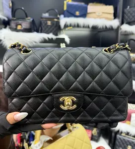 Pre-owned CHANEL small cf caviar microchip receipt