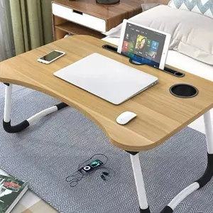 Lap Desk with Storage Drawer, Holders for Cup And Tablet, Laptop Bed Tray Table with Foldable Legs, Laptop Bed Stand, Portable Standing Table for Sofa Couch Floor
