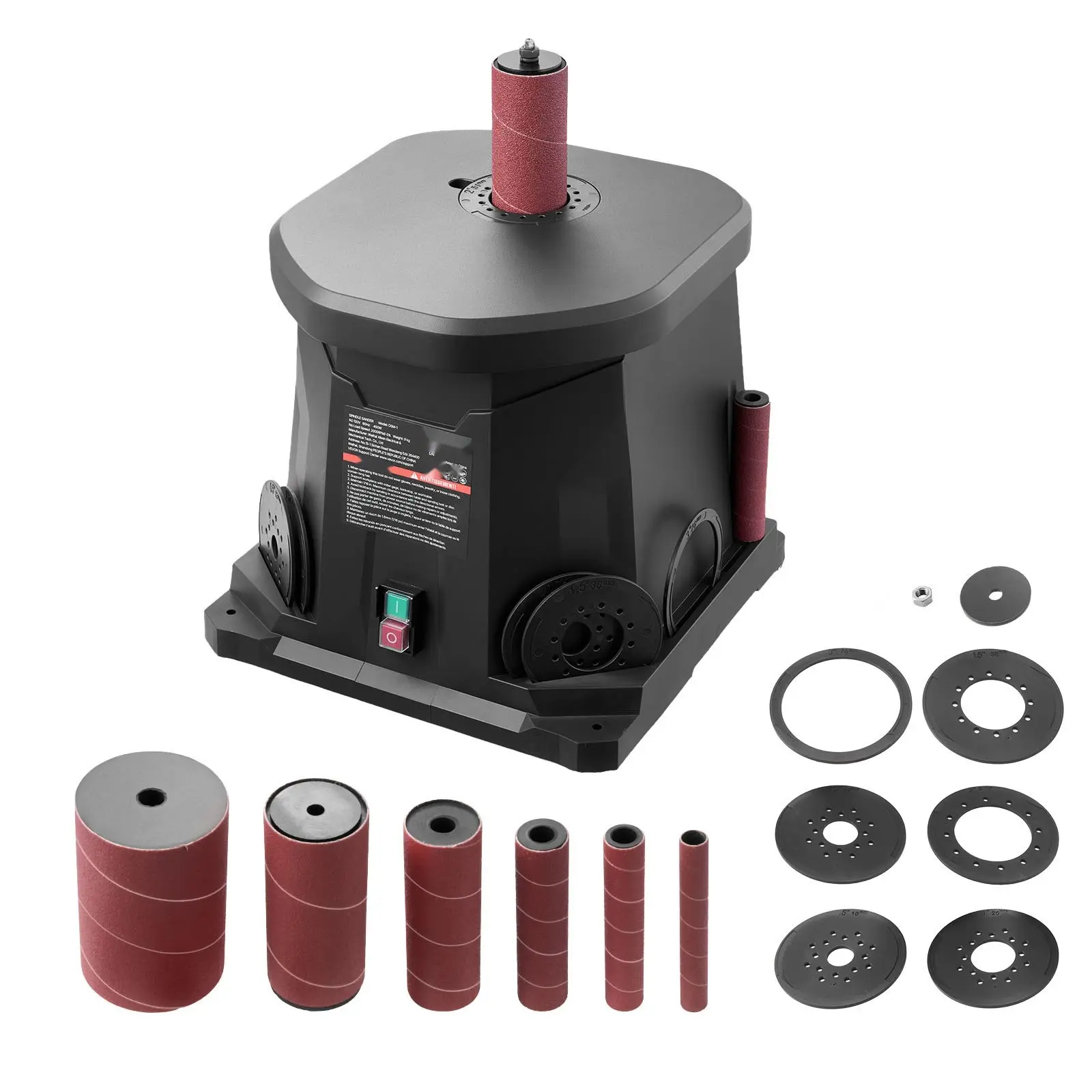 Oscillating Spindle Sander, 2000 RPM Benchtop Spindle Sander With 6 Sleeves (1/2"-3"), 0.59" Stroke, Dust Port, Ideal For Furniture Finishing, Crafts Sanding, DIY Woodworking, Home Workshop Use