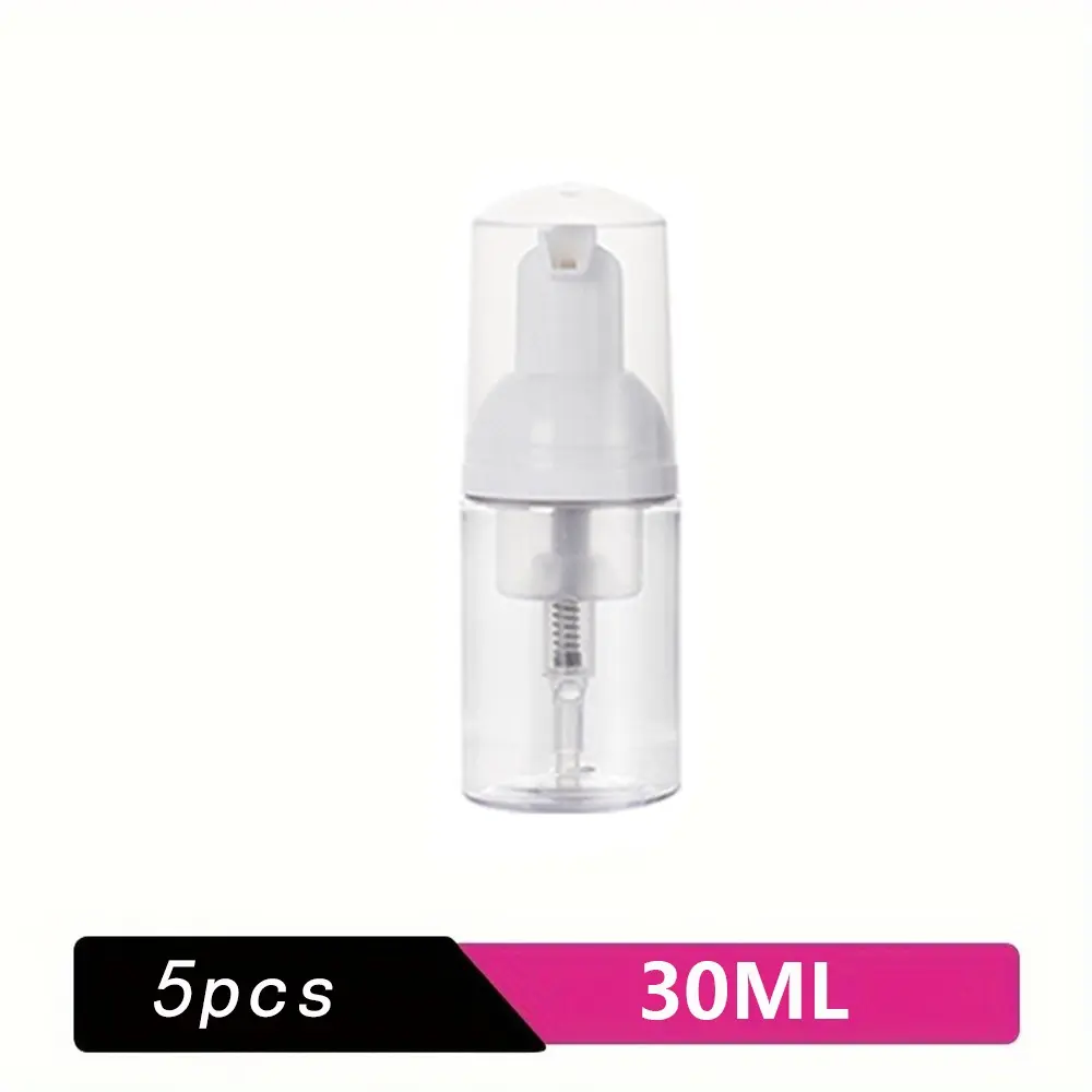 5pcs 30ML Portable Foam Dispenser Bottles, Mousse Pump Bottles for Cosmetics, Makeup and Cleaning, Ideal for Travel and Home Use
