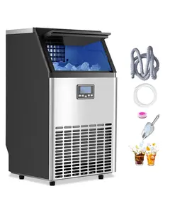 VEVOR Commercial Ice Maker Machine,  100lbs/24H Ice Maker Machine with 33lbs Storage Capacity, 45 Ice Cubes in 15 Minutes, LED Digital Display Freestanding Self-Cleaning for Bar Office Restaurant