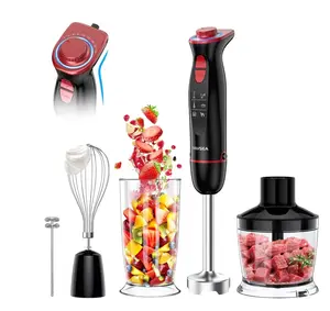 Immersion Blender, 1100W 5-in-1 Hand Blender, 24-Speed Handheld Stick Blender for Kitchen, Chopper, Beaker, Whisk, Milk Frother, for Smoothies, New