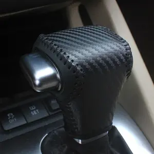 Car Gear Head Shift Collars Cover, Carbon Fiber Pattern Gear Shift Knob Case, Automatic Gear Shift Knob Cover for Volkswagen Golf 6 Passat Tiguan Touran