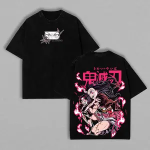valentine shirts Nezuko Kamado Demon Slayer Kimetsu No Yaiba anime manga Washed t-shirt Menswear 2 sided graphic tee classic vintage unisex merch