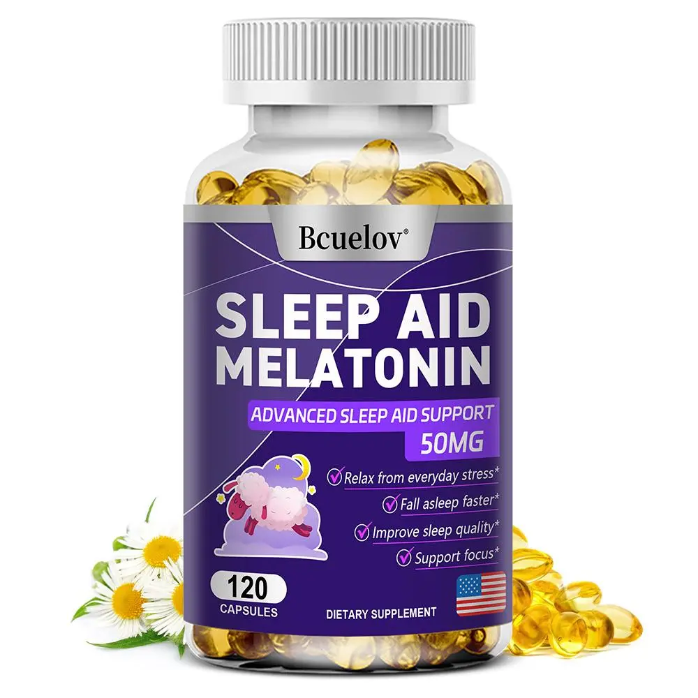Bcuelov Magnesium Melatonin Dietary Supplement - Healthcare, Healthy Sleep Support - 120 Capsules