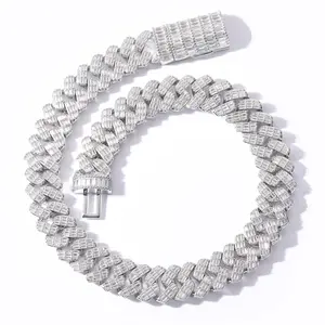 17mm wide square zircon Iced Out Cuban chain Flip buckle men's hip-hop necklace Fashion hip-hop accessories gldmen'schain Adults Birthday