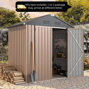 【1/2 Packages Shipping】YODOLLA Storage Shed, Metal Sheds & Outdoor Storage Clearance, Utility and Tool Garden Shed with Lockable Doors for Backyard, Patio, Outside Use