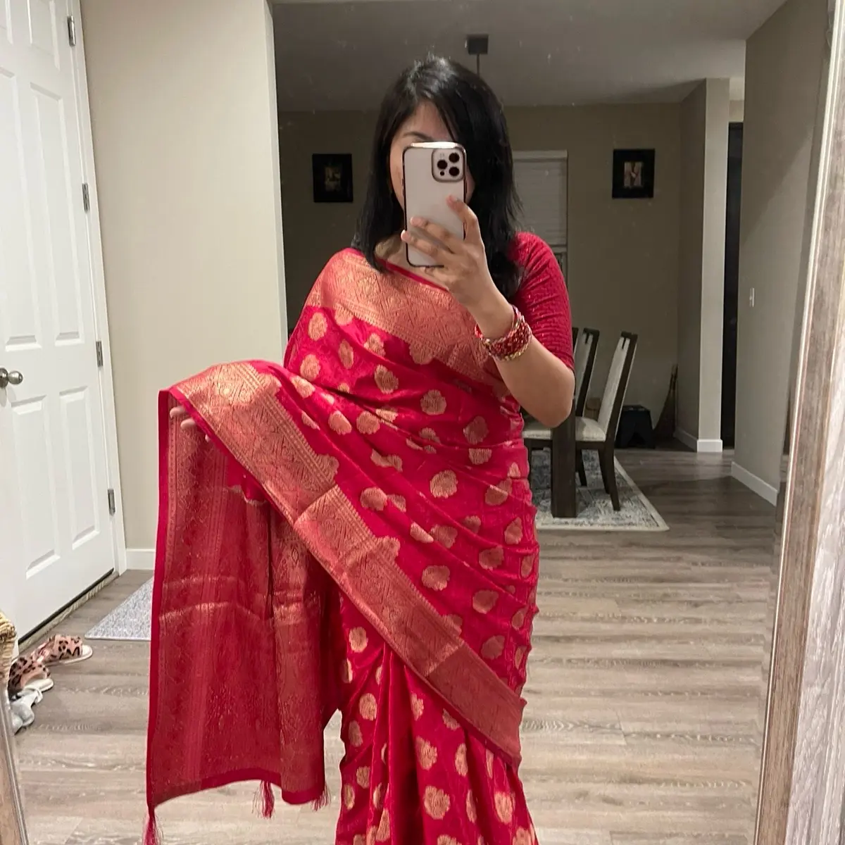 Women's Dola Silk Saree Matching Set - 36 in Traditional Ethnic Ready-to-Wear Dress with 36/38/42 Stitched Embroidered Blouse Piece, Elegant Comfortable Party Fashion Women's Special Clothing, Standout